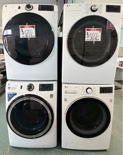 LG & GE WHITE FRONT LOAD WASHER W/ELECTRIC DRYER SET