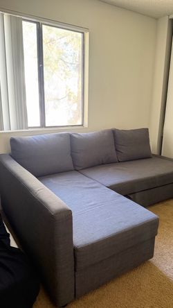 IKEA Modern Dark Gray Sectional Sofa Bed with Storage – L-Shaped Couch
