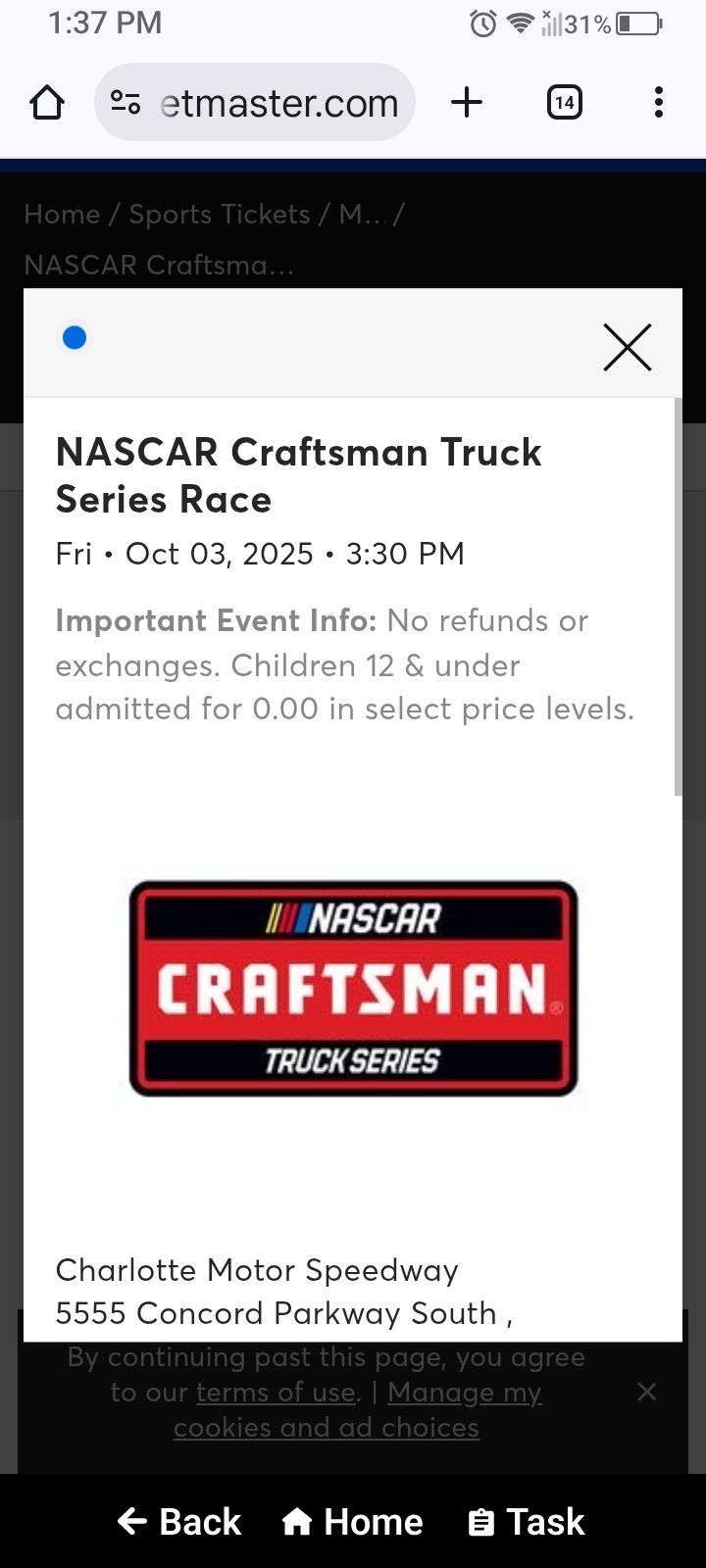 2 Tickets To The Truck Series 