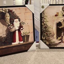 Santa paintings (pair)