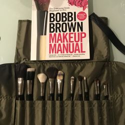 Makeup brushes 12pc and makeup tutorial book 