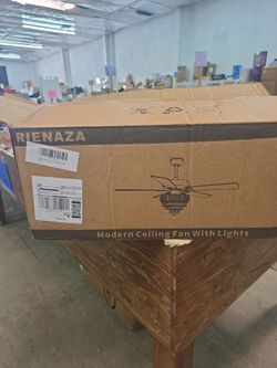RIENAZA- 52" CRYSTAL CEILING FAN- RETRO BLACK