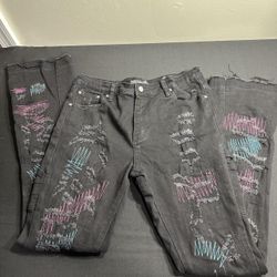 Valabasas Kid's Black and Multi Jeans