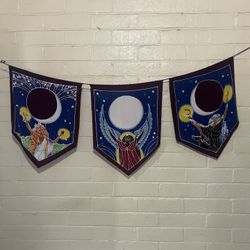 Triple Moon Goddess Prayer Flag 