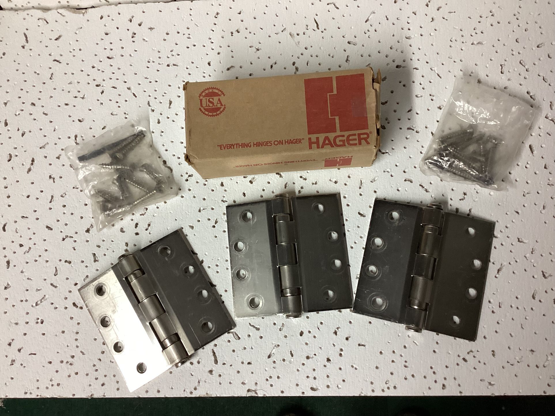 Hager Door Hinges - Satin Chrome - 4x 4 - Heavy Duty 3 Pack