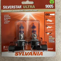 Sylvania 9005 SilverStar Ultra: Halogen Headlight Bulb, Brightest Downroad and Whiter Light, 2 Pack