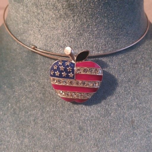 Apple/flag Pendant Choker Necklace 