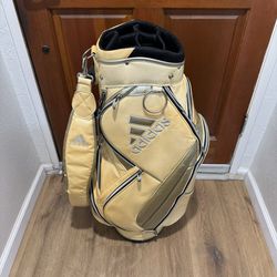 Vintage Gold Adidas Golf Staff Cart Bag w Strap And Raincover