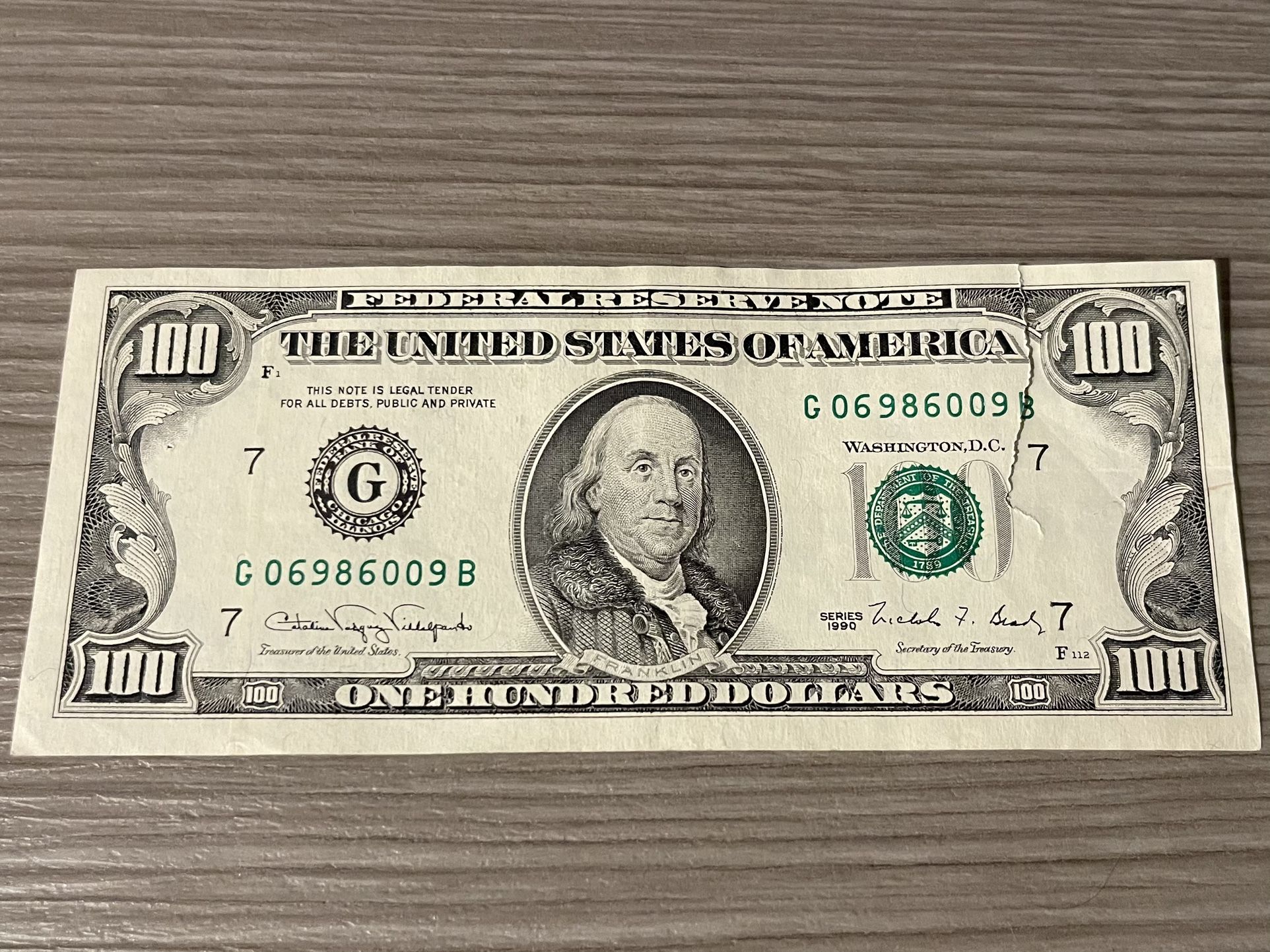100 Dollar Bill 1990