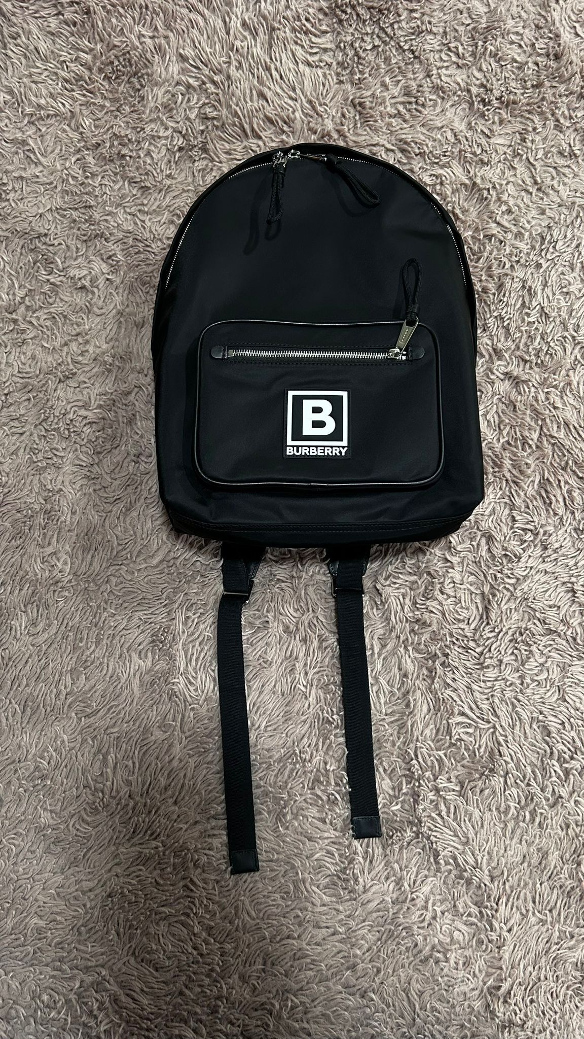Burberry Authentic Black Nylon Zip Backpack 