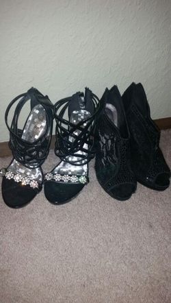 Two pairs of high heels color black