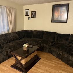 $0 Down!  New Corduroy Sectional W Pullout Bed/Storage Arms.  100x164x37H.  Free Delivery!