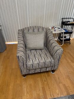 Patterned Armchair with Accent Pillow