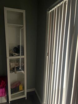 White Tall Narrow Bookcase Shelf Unit