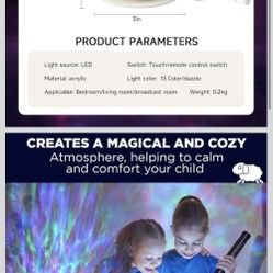 1/4 Calming Sensory Lights, Sensory Toys for Kids with Autism, Ocean Light Projector with 15 Color Patterns, Light Projects Water Ripple Effects onto 