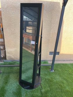 Full-Length Standing Mirror with Storage Cabinet