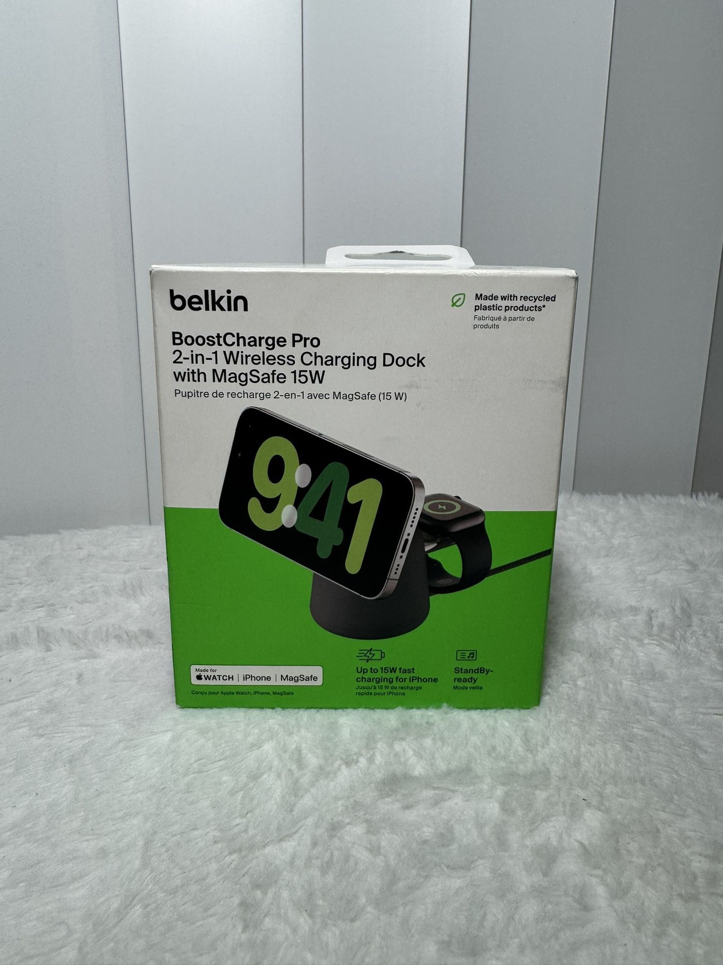 Belkin BoostCharge Pro 2-in-1 Wireless Charging Dock with MagSafe 15W – Brand New in Box!