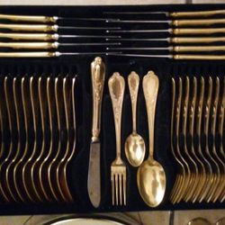 Gold Plated  Silver wear With Dishes 
