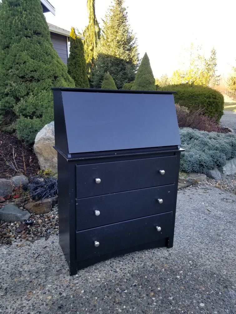 Modern black secretariat desk dresser