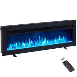 50 in. Wall Mounted and Built-In Freestanding Electric Fireplace (Need Converter) V220 $50