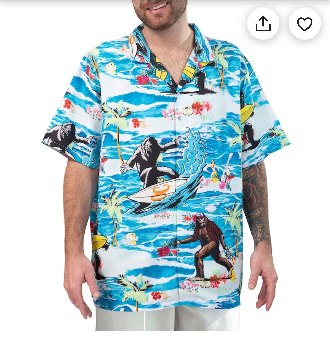 Bigfoot button down shirt, Sasquatch hawaiian shirt