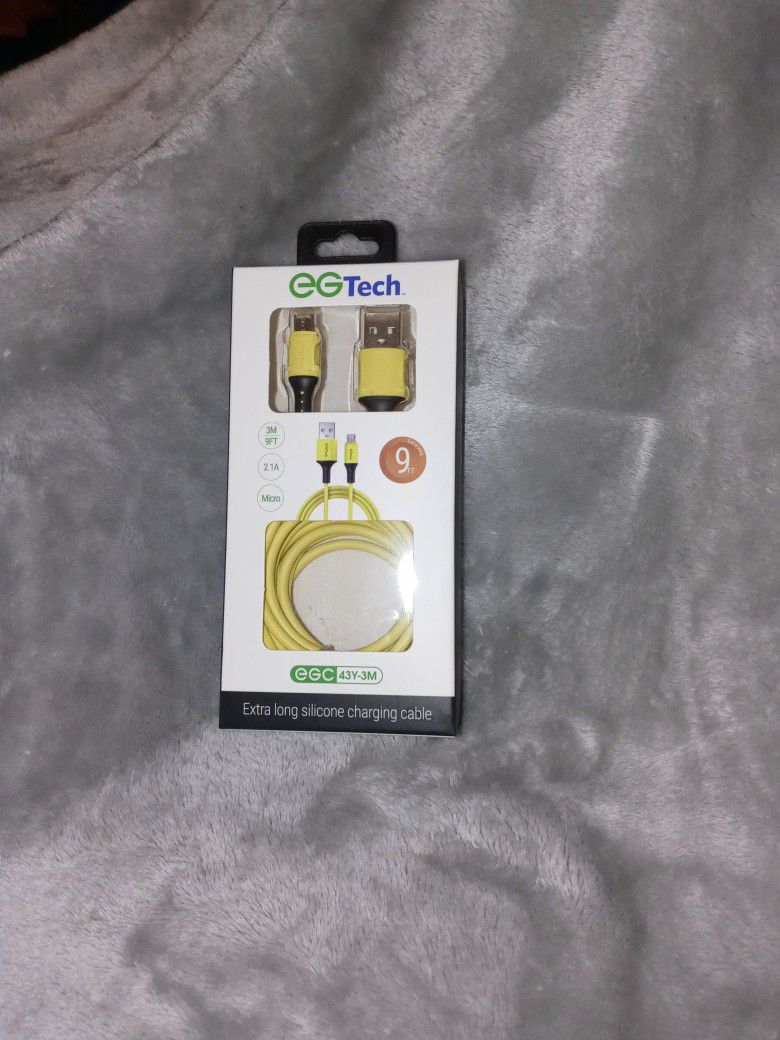 Extra Long Silicone Charging Cable. 9ft. $1