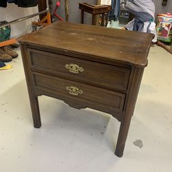 Antique Two Drawer Solid Wood Table