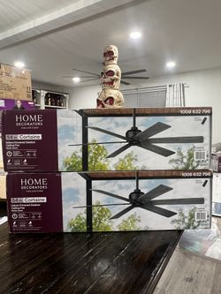 Home Decorators Collection Cortaine 54 in. Indoor/Outdoor Matte Black Ceiling Fan with DC Motor and Remote Control Included $110 EACH BRAND NEW PRICE 