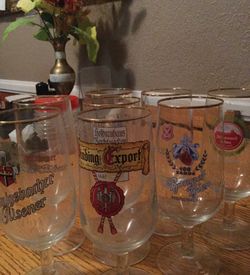 8 gold rim collectors wine glass