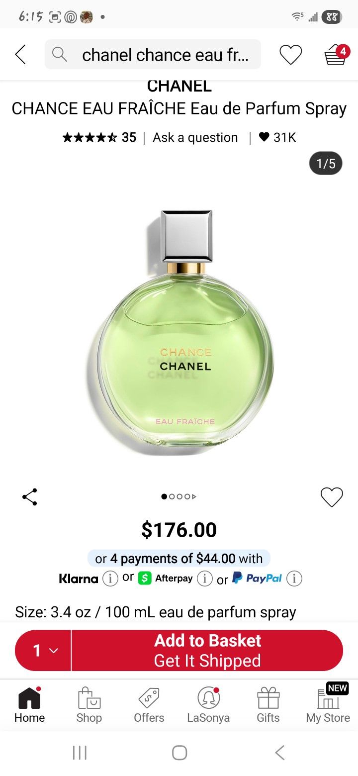 Chanel CHANCE Eau Franchie Parfume 3.4 Oz