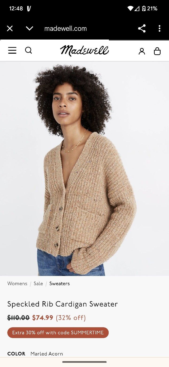 Madewell Brown Cropped Cardigan Sweater