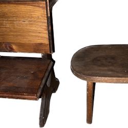 Lot of 2 pieces of wooden doll furniture a little school desk & a table pick up in Jamison
