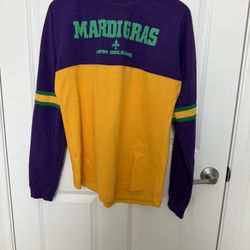 MARDI GRAS NEW ORLEANS Varsity Colorblock T-Shirt Size Adult Medium
