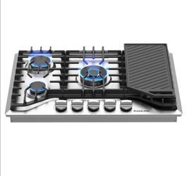Gasland 30-in 5 burners stainless steel gas cooktop w/griddle