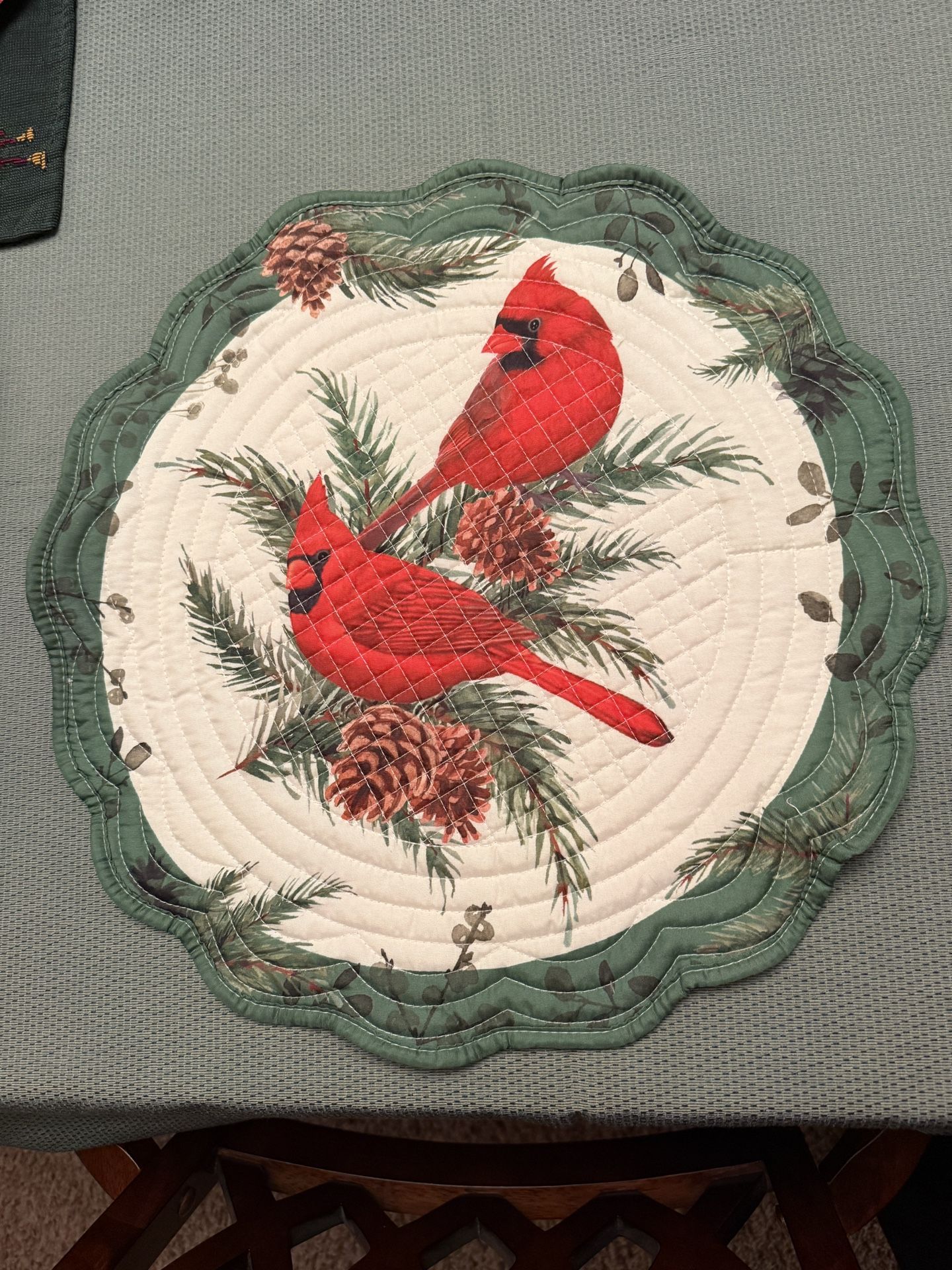 10 Table Placemat Set CARDINAL PINECONE Christmas dinner