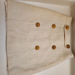 Size 0 - 2 Vintage Britt Ryan Cream Tweed Skirt God Button Mini Skirt