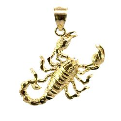Men’s Woman’s 10k Yellow Gold 1.25” Inch Scorpion Pendant For Necklace GP3118139