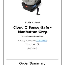 Two Cybex Cloud G Car seats Plus Base 