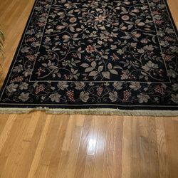 Rug black multicolored With flowers