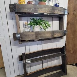 Whiskey Stave Liquor Bottle Shelf 