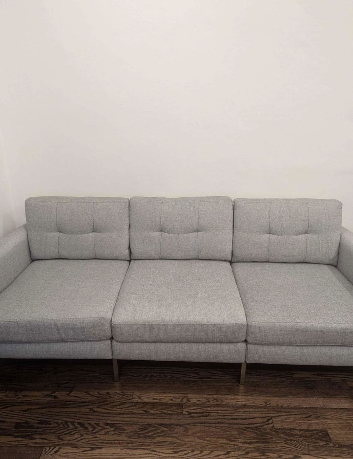 Burrow Nomad Sofa Sectional - Crushed Gravel Fabric + Brass Legs - Great Condition