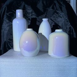 Glossy Pearl White Decorative Vase Set