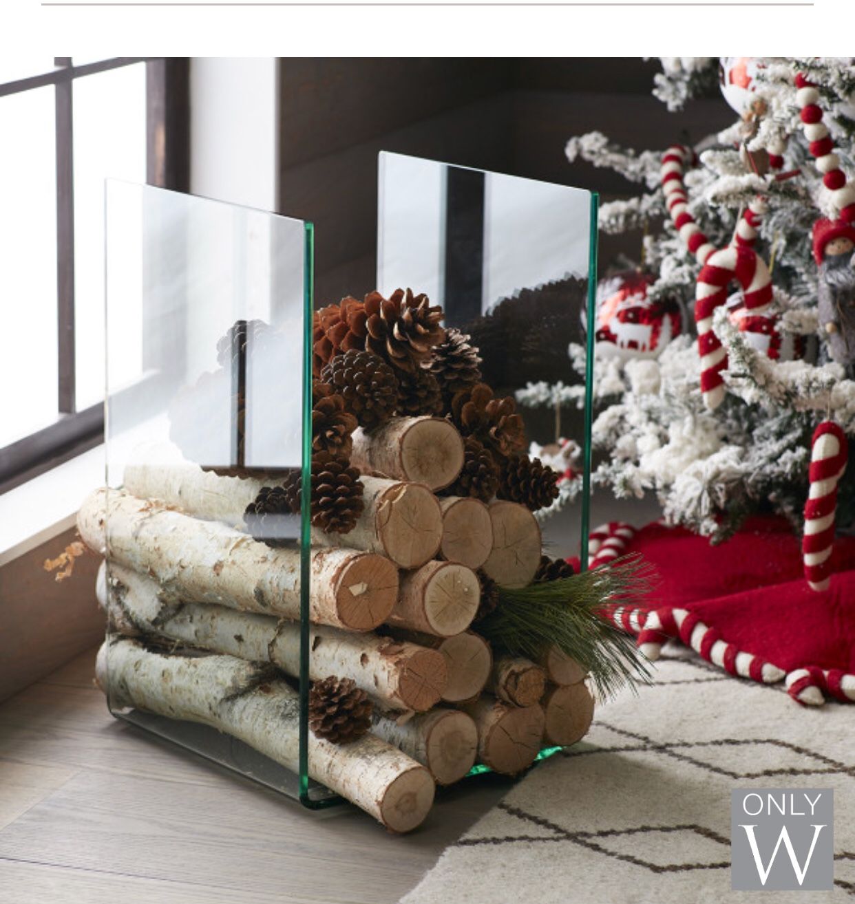 Modern glass firewood holder