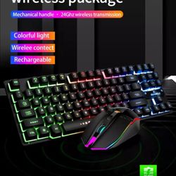 Wireless and Rechargeable RGB Keyboard and Mouse set for Office or Game