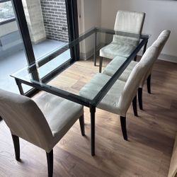 Modern Glass Dining Set - Seats 6 - Includes 4 Chairs - Apartment Friendly