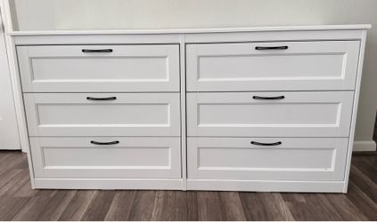 White dresser with 6 drawers