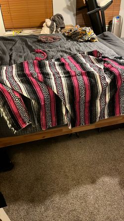 Pink And black Wool Blanket $10