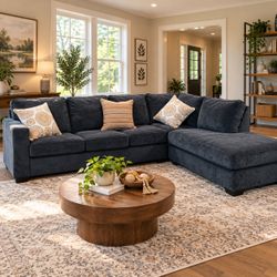 Free Delivery  - Very Comfy Gray Sectional L Couch Sofa Set