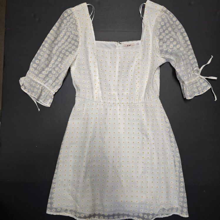 Francescas Mi Ami Boho Chic Daisy White Dress Cottagecore Lined Size Medium