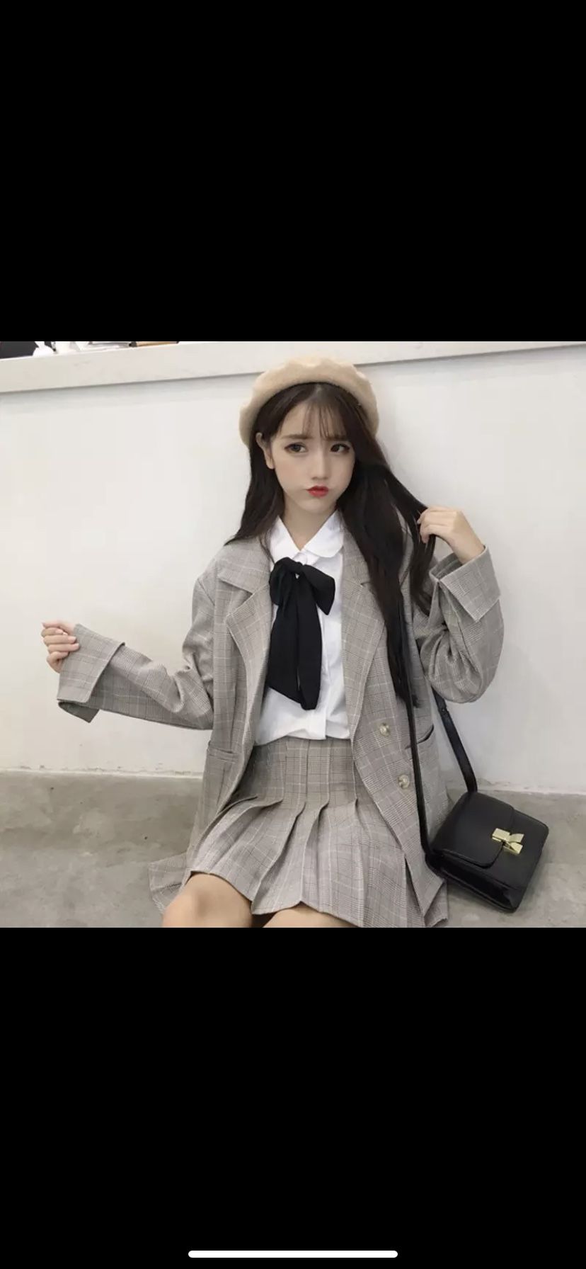 Kpop Idol Student Style Casual Suit Fall WinterTwo Piece Set (skirt, Jacket)